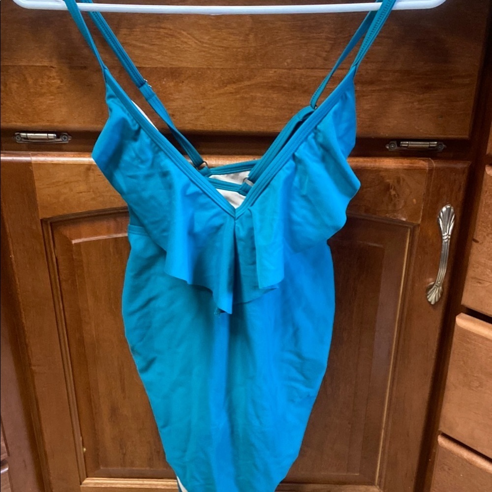 Teal Ruffle Maternity Size Small Swimsuit Summer Vacation Beach Resort